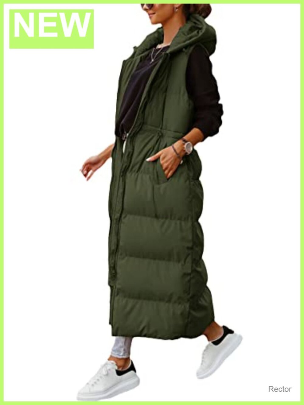 Women's Long Quilted Hooded Maxi Puffer Vest Sleeveless Winter Outerwear
